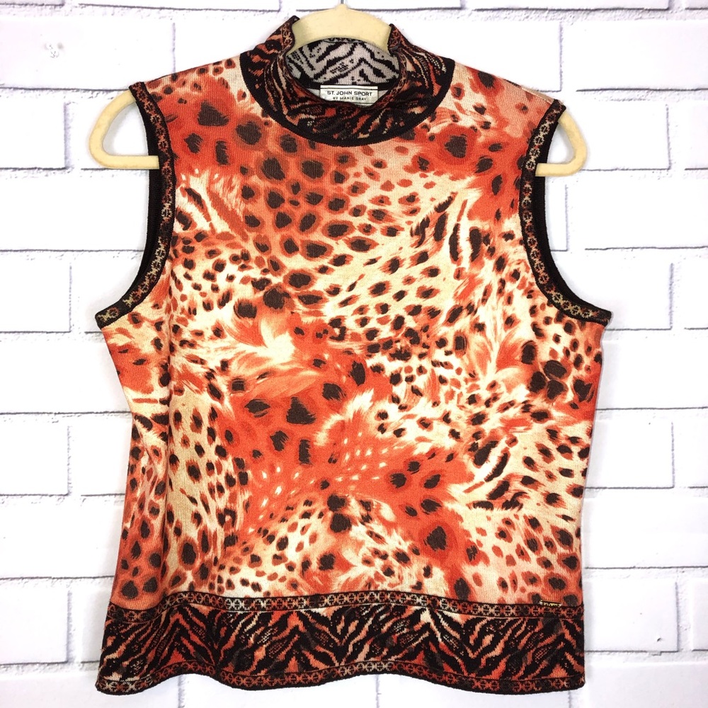 St. John Sport Animal Print lightweight Sweater M